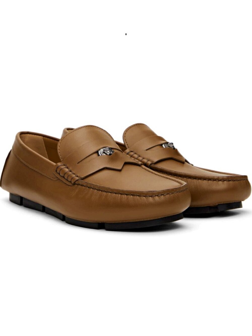 Versace Men's Medusa Biggie Leather Loafer Dark Toffee Size 41 (MSRP $775)